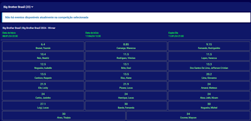 opções de apostas no BBB 24 na Esportes da Sorte