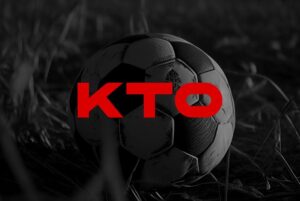 logo da kto com uma imagem de bola de futebol no fundo