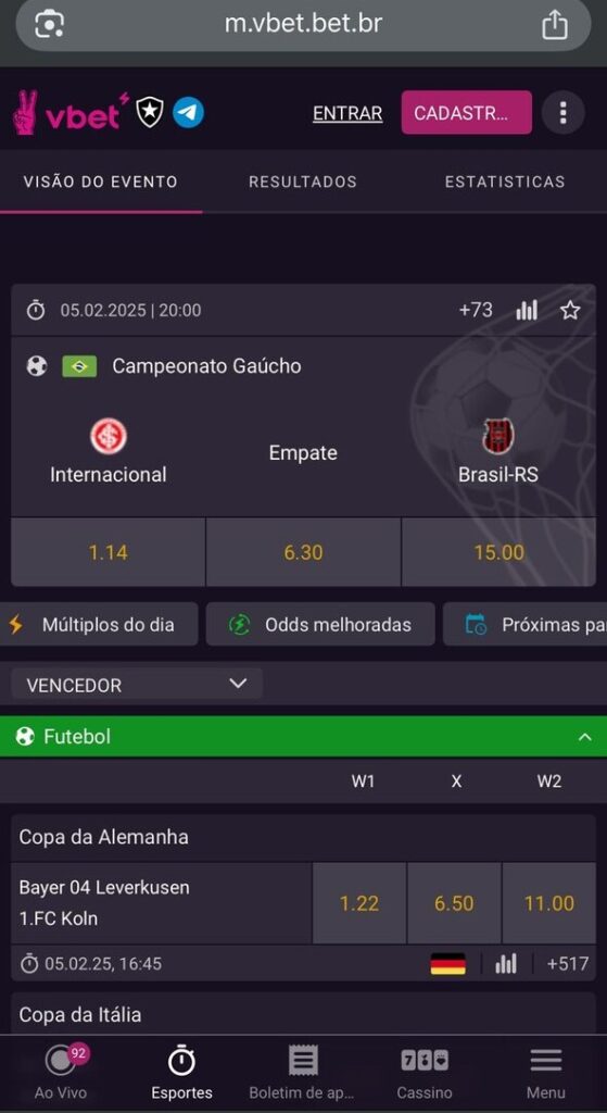 Odds aumentadas VBET