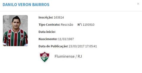 Rescisão de Danilinho é publicada no BID