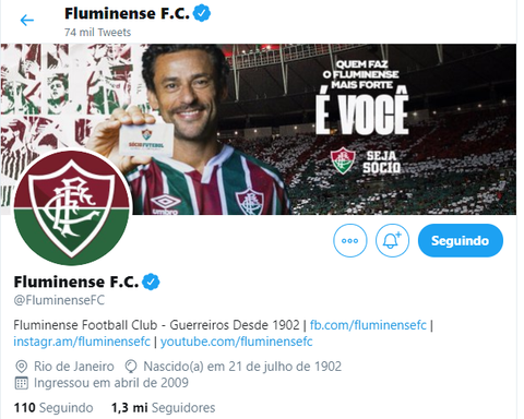 Flu fica no top-20 dos clubes da América com mais interações no Twitter em agosto