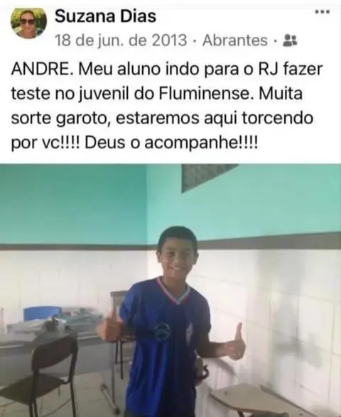 Professora que viralizou com foto de André celebra chegada do ex-aluno à seleção