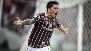 Germán Cano, do Fluminense, celebrando gol pela equipe